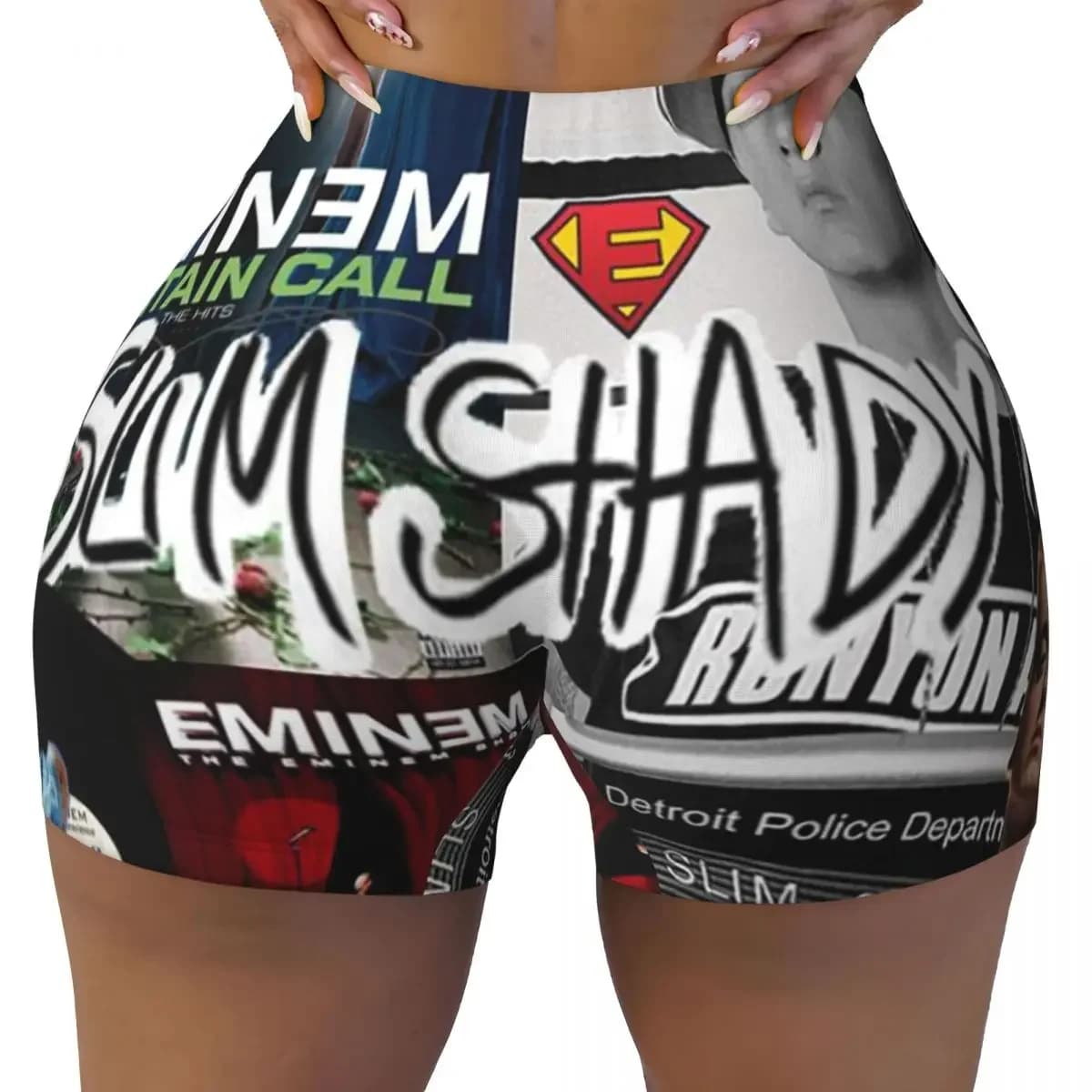 Custom Rapper Rap God Eminem Yoga Shorts Women Gym Workout Running Athletic Volleyball Biker Shorts