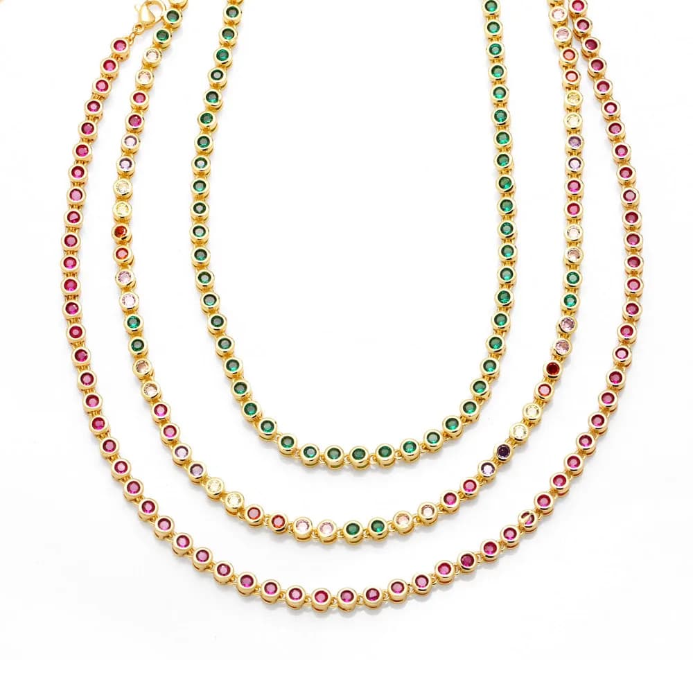 WT-BFN056 WKT 2023 Collana in zircone tempestato di rame stile moda ottone giallo collana da donna attraente ragazza gioielli da festa