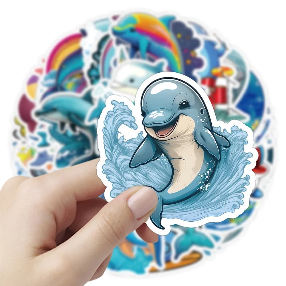 10/30/50pcs Cute Dolphin Marine Animal Stickers Kawaii Cartoon Graffiti Sticker DIY Stationery Phone Notebook Decals Wholesale