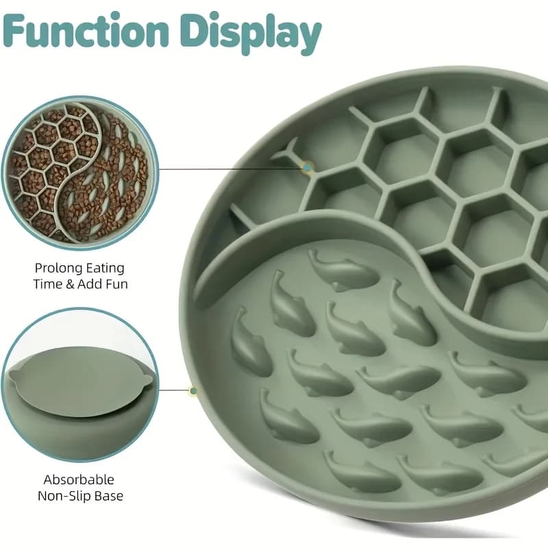Ciotola per cani per cibo lento, ciotola per cibo per animali domestici in silicone con ventosa, ciotola per alimentazione per cani con decelerazione antiscivolo