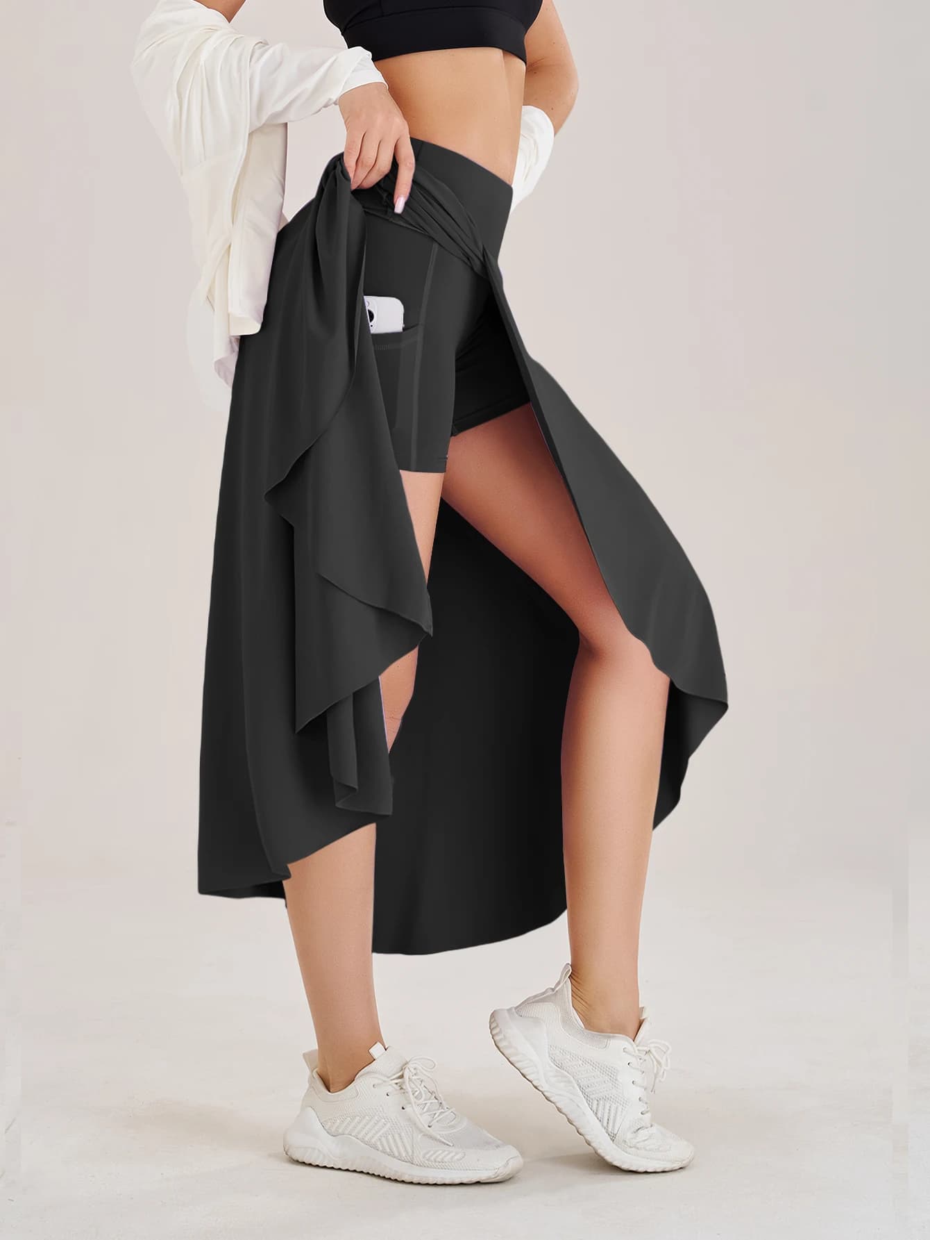 Estate Donna Golf Tennis Danza Fitness Gonne lunghe Asciugatura rapida Solido Fodera femminile Vita alta Gonne lunghe Pantaloncini