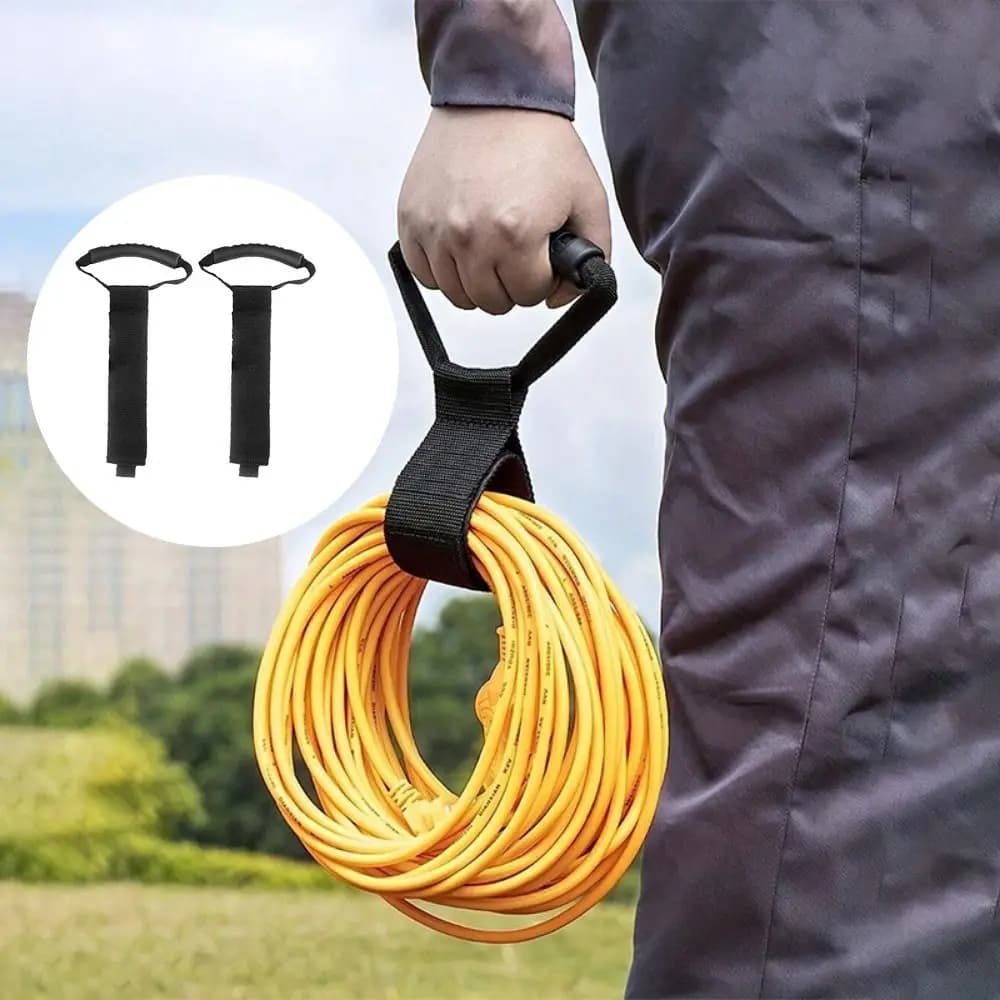 2 Pezzi Cinghie Portacavi Resistenti Riutilizzabili Multiuso per Organizzazione Cavi di Prolunga S/M/L con Maniglia, Fascette per Cavi RV