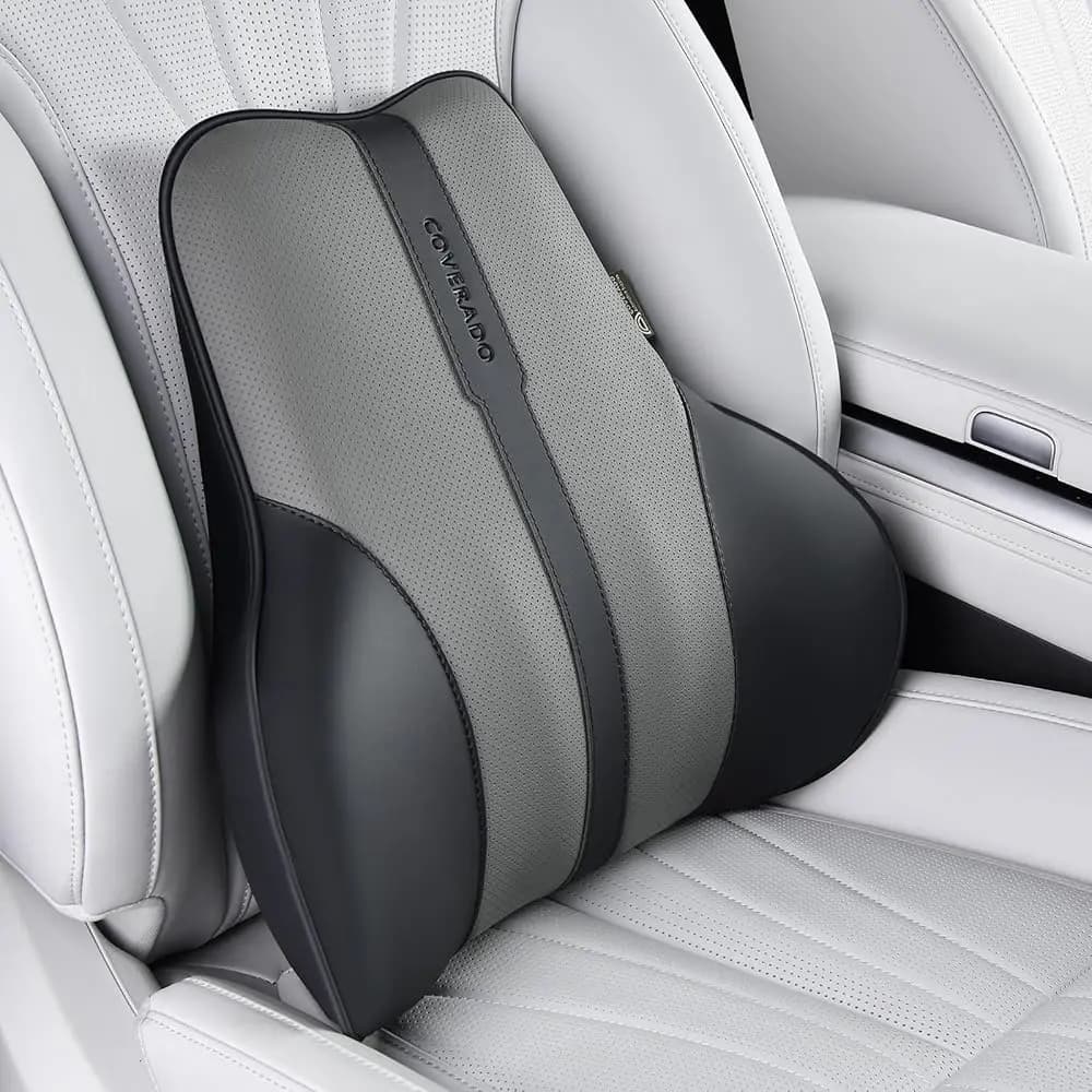 Cuscino di Supporto Lombare per Auto, Cuscino Ergonomico in Memory Foam per Sedia da Ufficio, Cuscino per il Sollievo dal Dolore alla Schiena, in Pelle PU