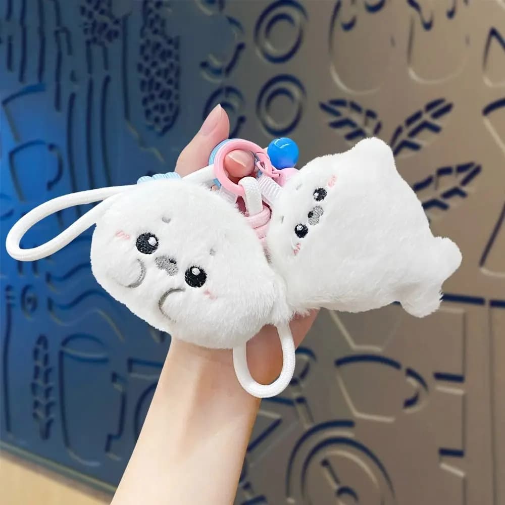 Ocean Animal Baby Seal Plush Fluffy Keyring Bag Pendant Little Seal Doll Cartoonish White Seal Plush Keychain Bag Charm