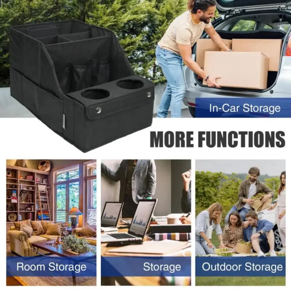 Organizer Antiscivolo per Sedile Auto in Materiale Oxford Impermeabile, Organizzatore per Bagagliaio Auto con Tasche Multiple, Scatola Pieghevole per Stoccaggio