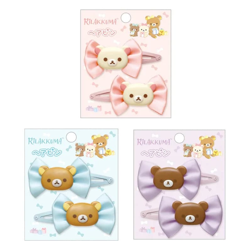 Rilakkuma Korilakkuma Bow Hair Clip 2 Pieces Set Sumikko Gurashi Kawaii Cute Hair Pins and Clips Headwear Girls Hair Accessories