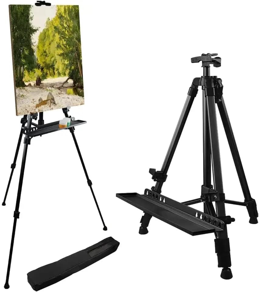 Cavalletto da pittura e per esposizione - Treppiede in alluminio regolabile da 21 a 61 pollici con vassoio porta pennelli per artisti