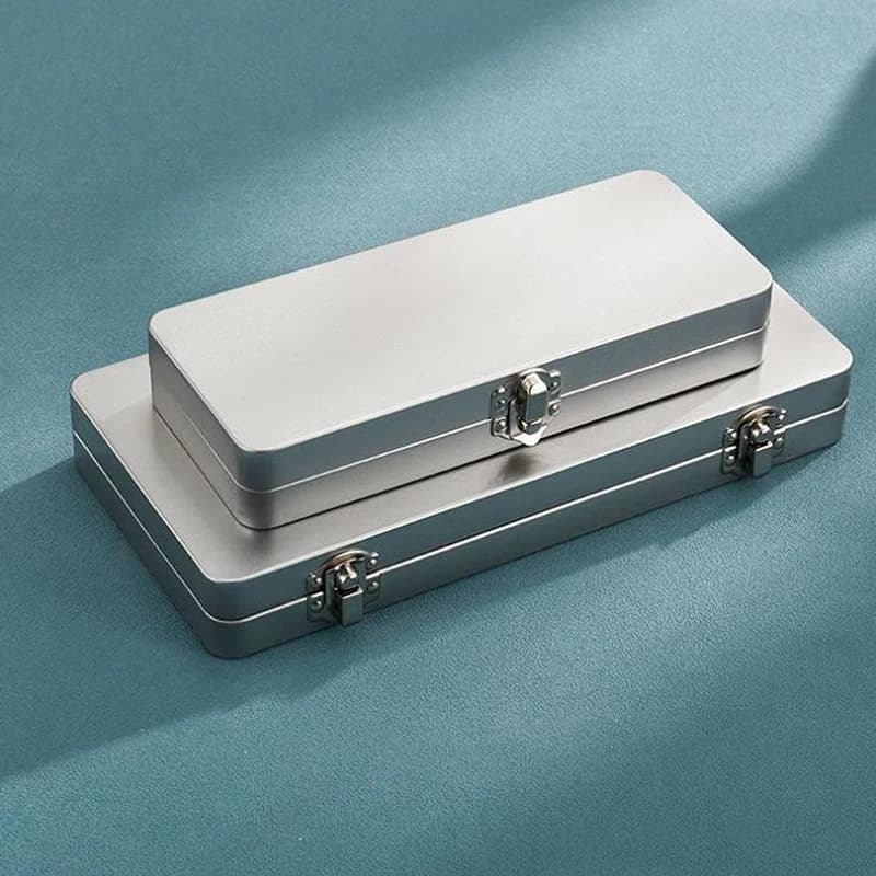 New Durable Silvery Gray Metal Rectangular Box With Lid-Ideal For Bills,Cosmetics,Office Supply Storage-Perfect For Home,Office