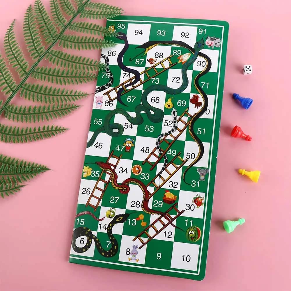 Giochi da Tavolo, Scacchi Volanti, Serpenti e Scale, Giocattoli Educativi Portatili in Plastica, Gioco da Tavolo Familiare per Bambini