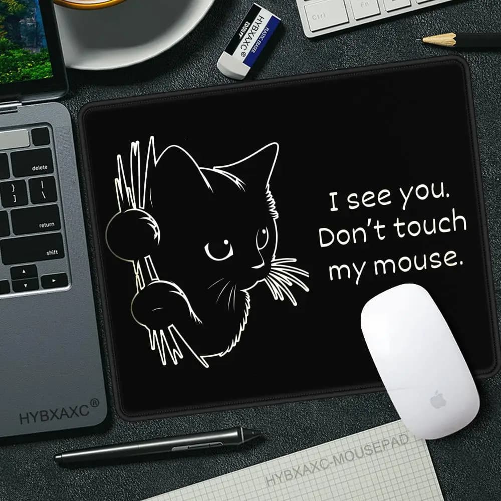 Tappetino per mouse gatti neri Mouse Peeking Cat Tappetino da scrivania Accessori da gioco divertenti Tappetino per mouse Superficie per mouse per mouse del computer