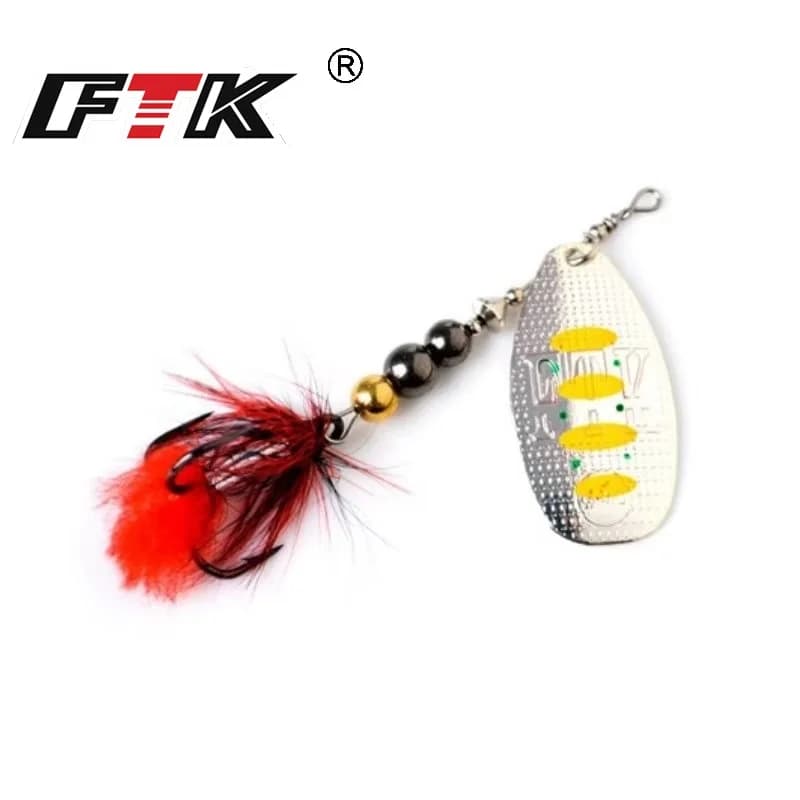 FTK Esca da pesca in metallo Spinner Bait 8g 13g 19g Esca artificiale dura Cucchiaio Spinner Richiamo con gancio triplo per luccio spigola