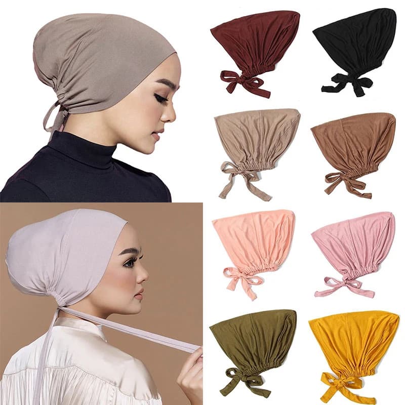 Nuovo Morbido Modale Musulmano Turbante Cappello Interno Hijab Caps Islamico Underscarf Cofano India Cappelli Femminile Headwrap Turbante Mujer