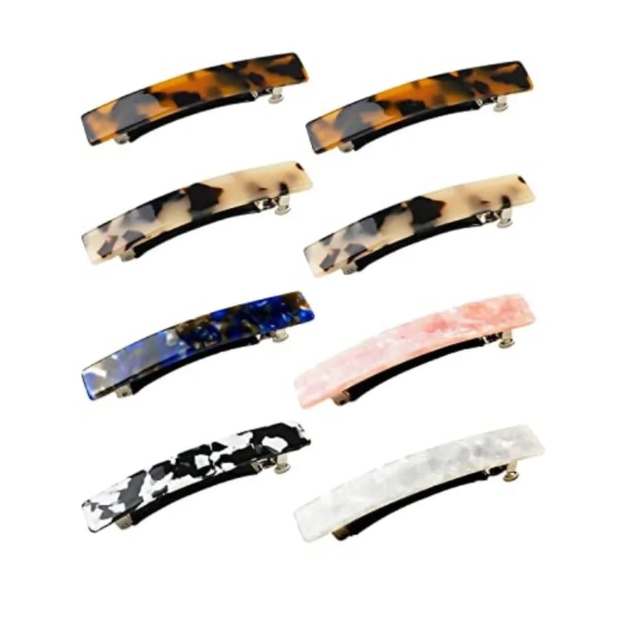 Fermagli per capelli da donna, 8 fermagli per capelli fini, sottili e spessi, fermagli piccoli in acetato da 3 pollici, fermagli antiscivolo, colore tartaruga francese
