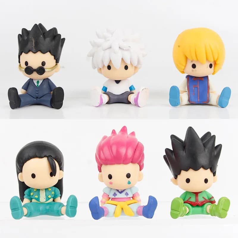 1 Pz Stile Casuale Anime HUNTERxHUNTER Killua GON kawaii Q Versione postura Seduta Action Figure PVC Modello Statua Giocattoli Regali della Bambola