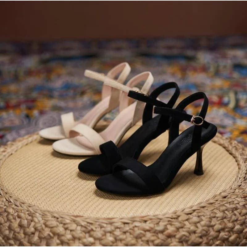 Women Gladiator Stiletto Classic Ankle Strap Holiday Beach Sandals Lady Fashion Suede 5cm 7cm High Heels Women Sexy Heel Sandles