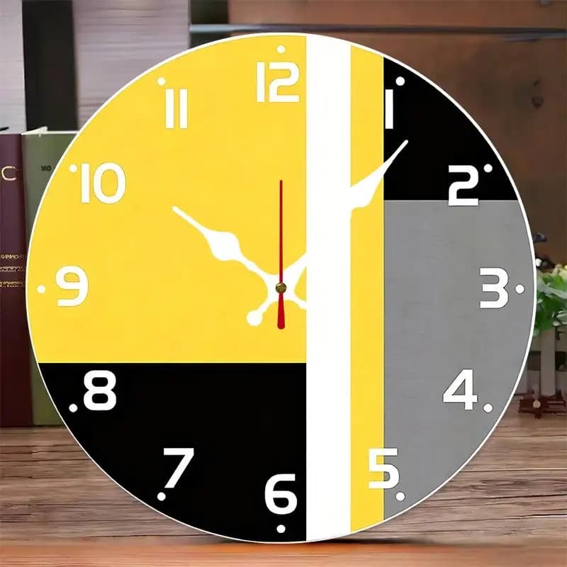 Orologio da parete silenzioso rotondo in legno, piatto, elegante e alla moda, fai da te, adatto per soggiorno, ufficio, studio, camera da letto, decorazione per la casa