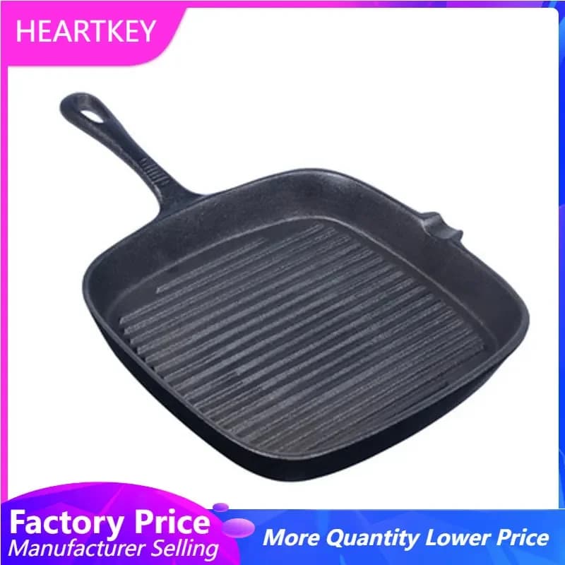 22/24CM Striped cast iron non-stick frying pan with thick background for home garden barbecue