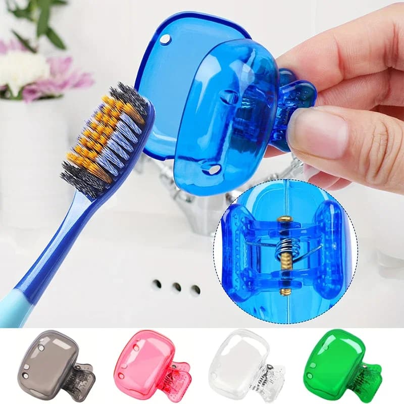 4 pezzi di copertura protettiva per testina per spazzolino color radom, tappo per spazzolino elettrico, clip in plastica per guscio da bagno antipolvere