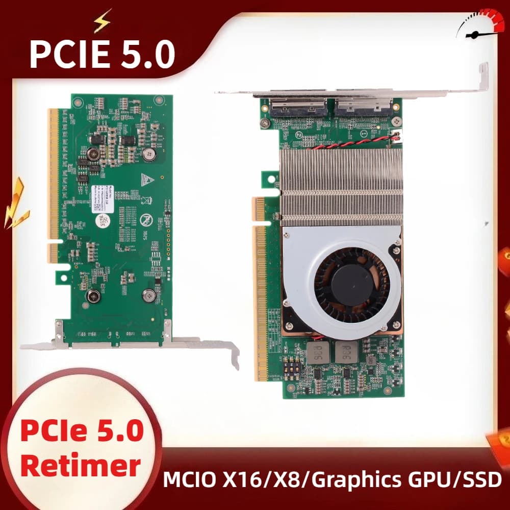 Scheda retimer PCIe 5.0 MCIO X16/X8/Scheda grafica/SSD PCIe5.0 Retimer esterno Scheda video MCIO 16X 8X Scheda di espansione disco rigido GPU