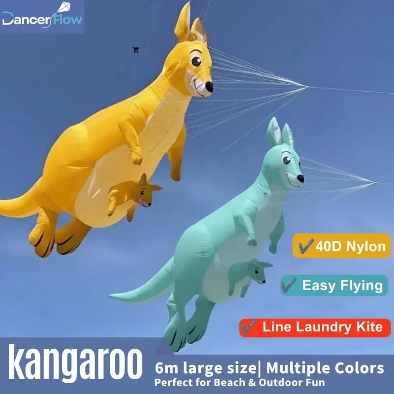 Aquilone Gonfiabile Gigante a Forma di Canguro da 6m, Morbido, Multicolore, per Spettacoli e Esposizioni