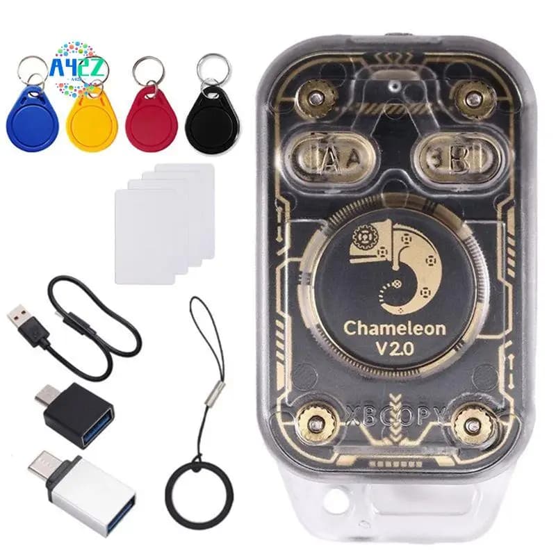A42Z-Chameleon V2.0 RFID Smart Chip Reader Emulatore 125Khz 13.56Mhz Decodifica della carta NFC Duplicatore Camaleonte + 4Xuid Portachiavi/Scheda