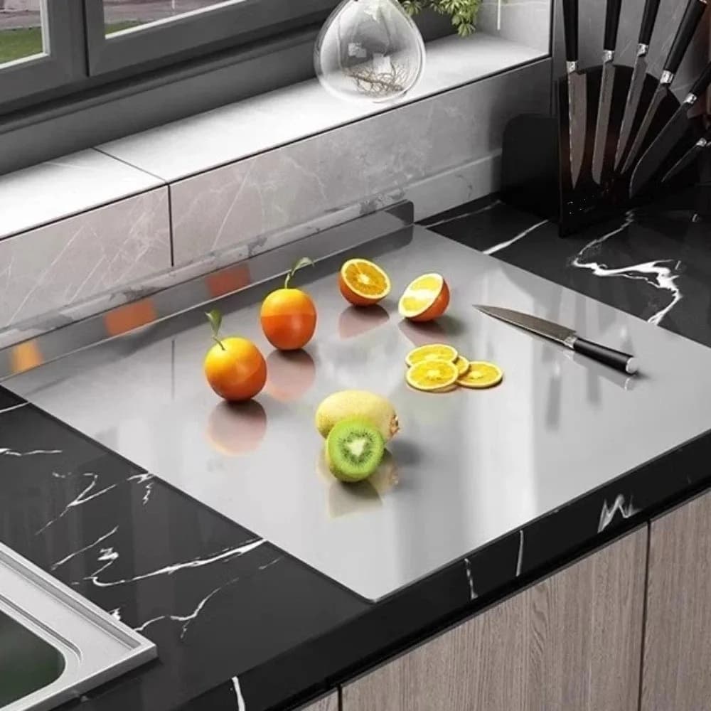 Thickened Stainless Steel Cutting Board Double-Sided Anti-Mold Chopping Board Non-Slip Edge Food Grade Chopping Block