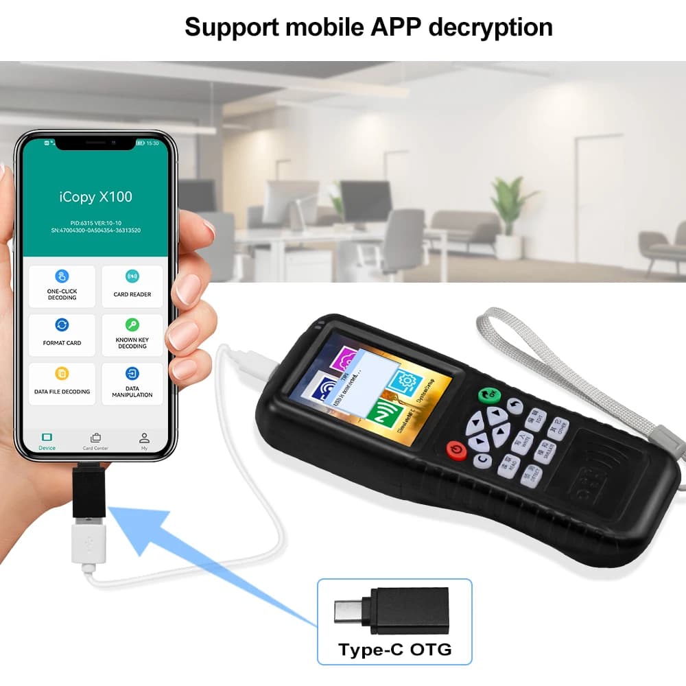OBO Nuovo lettore copiatrice di schede RFID Lettore/scrittore NFC multifrequenza Decodificatore di crittografia APP per la copia di carte di accesso