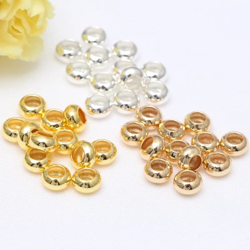 20pcs Large Hole Abacus Spacer Beads Jewelry Making Materials Accessories DIY Charms Bracelets Necklace 14K Gold Plated Supplies