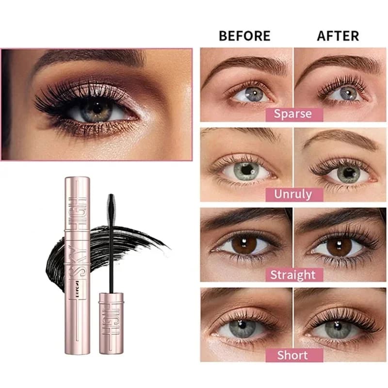 Mascara arricciacapelli spesso cielo Trucco nudo naturale Mascara sottile estremamente fine impermeabile senza sbavature a lunga durata