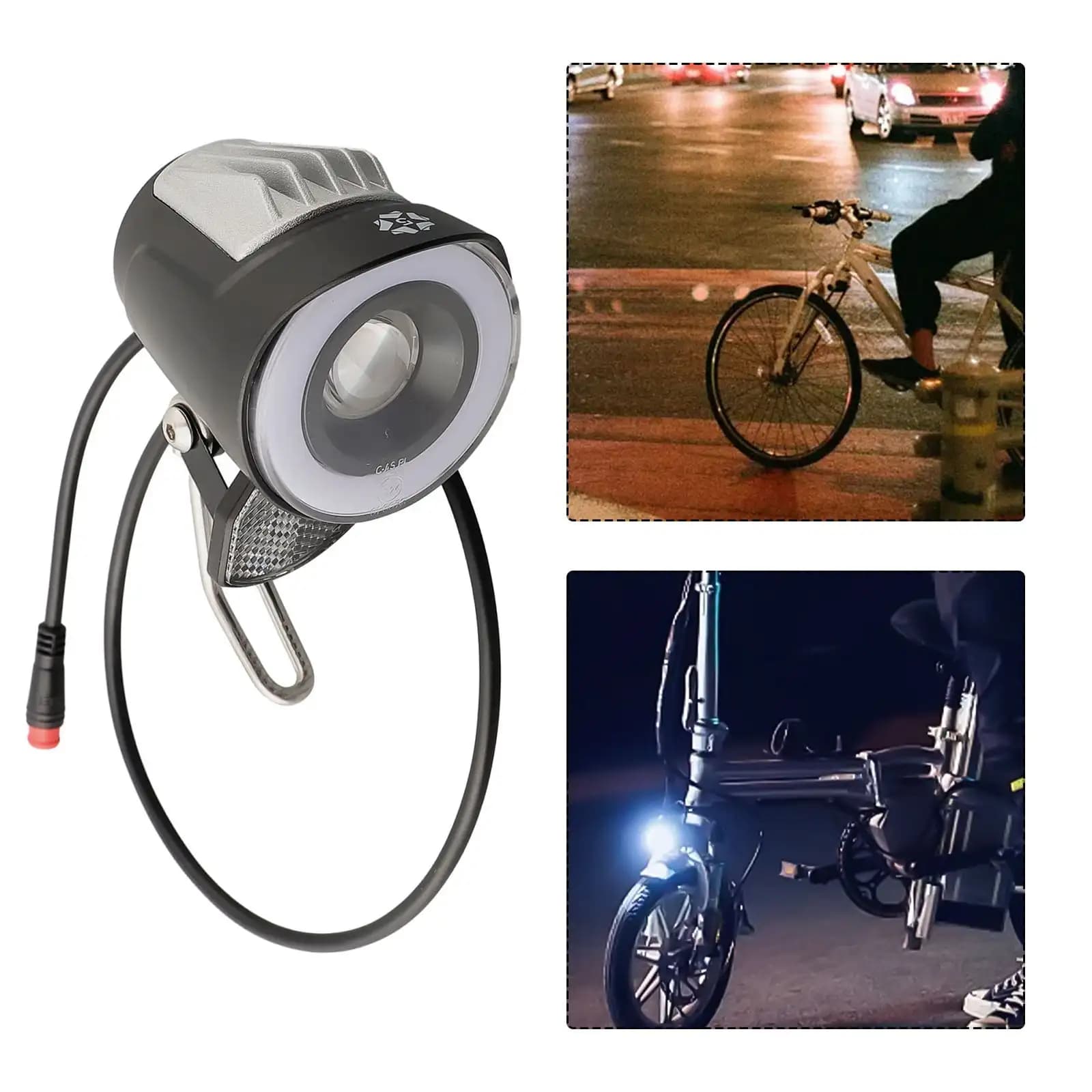 Faro LED Nulkomma per E-Bike 6-48V, Luce Anteriore per Bicicletta Elettrica, Faretto QD228 IPX4 Impermeabile, Lampada di Sicurezza per Visione Notturna
