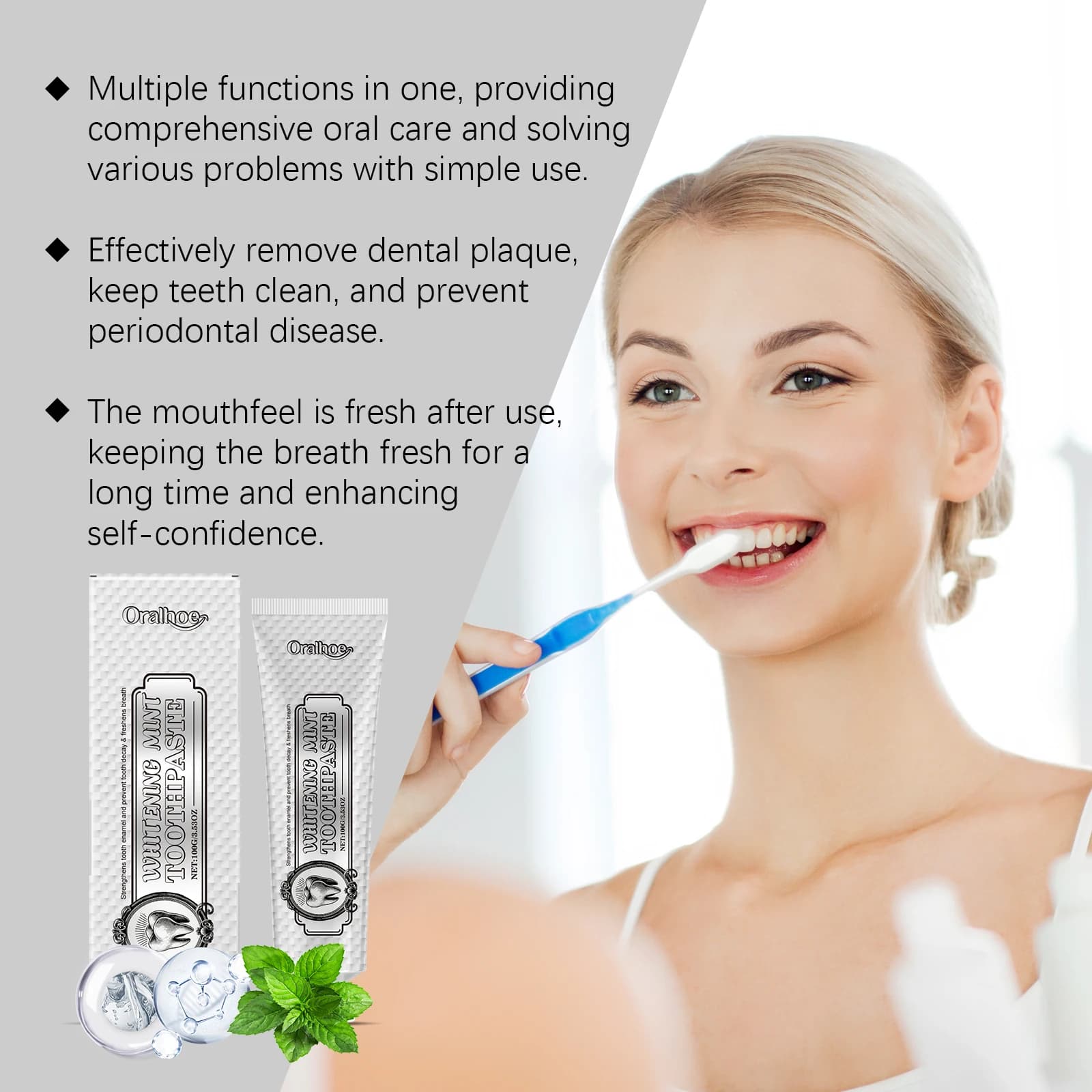 Dentifricio per riparazione dei denti Anti carie Igiene orale Pulizia Calcolo dentale Macchie di fumo Proteggi smalto Dentifricio sbiancante