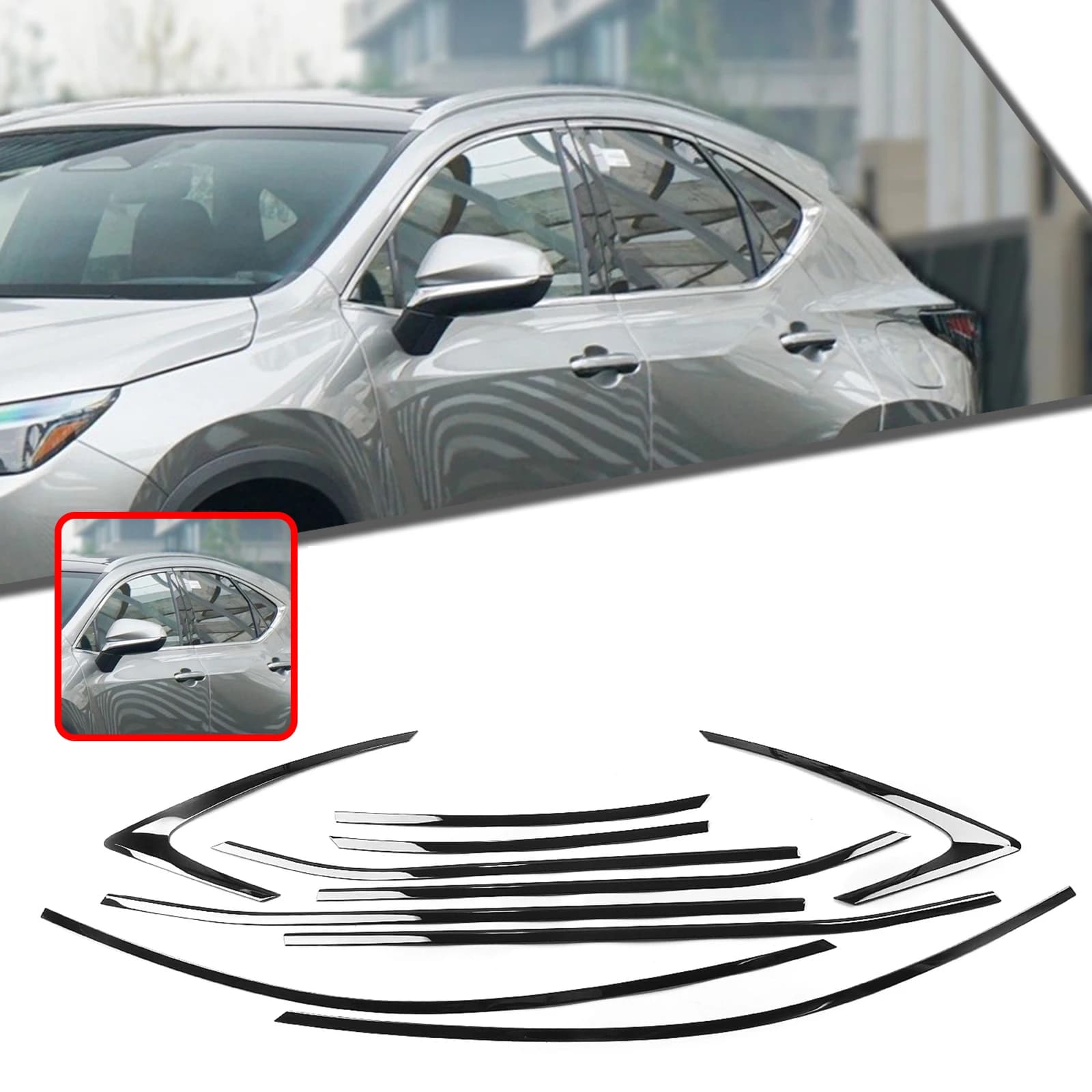 Door Side Frame Weatherstrip Exterior Window Trim Strip Gloss Black Seal Decoration For 2022-2025 Lexus NX NX250 NX350 NX350h