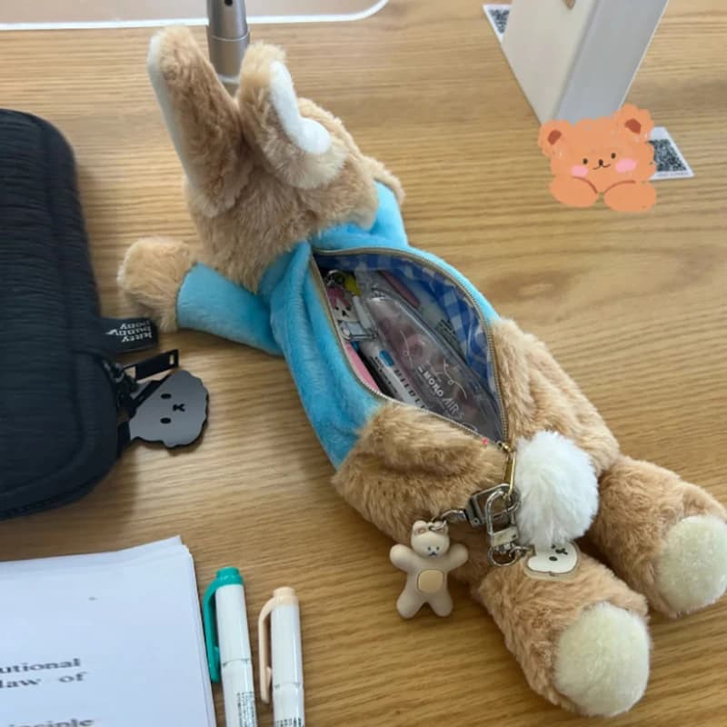 Cute Plush Rabbit Pencil Case Student Stationery School Supplies Kawaii Doll Back To School Storage Bag Pen Bag Stationery 1pc