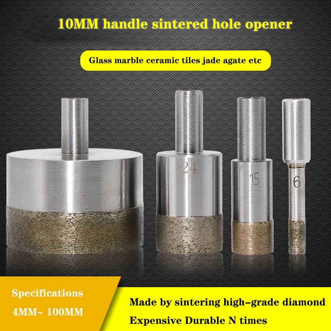 1 pz 10mm gambo 4-100mm polvere di diamante sinterizzata punta da trapano piastrelle marmo vetro ceramica giada foro sega punte di perforazione per utensili elettrici
