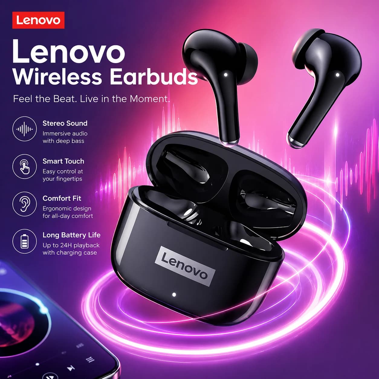 2026 NEW Lenovo LP40Pro TWS Bluetooth 5.3 Quick Connect Earphone Ergonomic Design Headphones Powerful Transmission Speed Headset