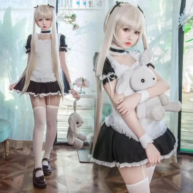 Anime Yosuga no Sora Kasugano Sora Cameriera Vestito Costume Cosplay Donne Sexy Servo Cameriere Grembiule Lolita Vestito Festa di Halloween