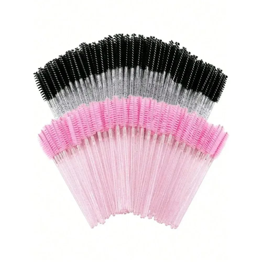 500pcs/200pcs/100pcs/50pcs/10pcs/1pc Disposable Mascara Brushes, Nylon Bristle Eyelash Brushes (Size S), Unscented Eyebrow Extender (With ABS Plastic Handle), Suitable For Neutral Skin - Pink And Black Brush Set, Eyebrow Brush, Eyeshadow Brush, Makeup