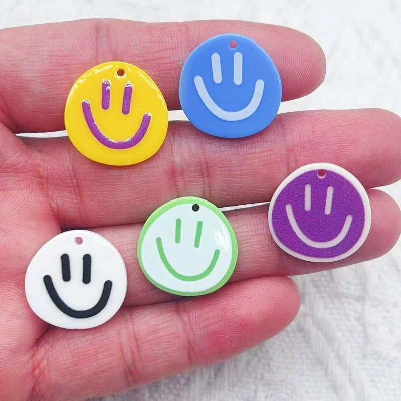 10 ciondoli adorabili con volto sorridente per la creazione di gioielli, braccialetti fai da te, orecchini, collane, pendenti artigianali