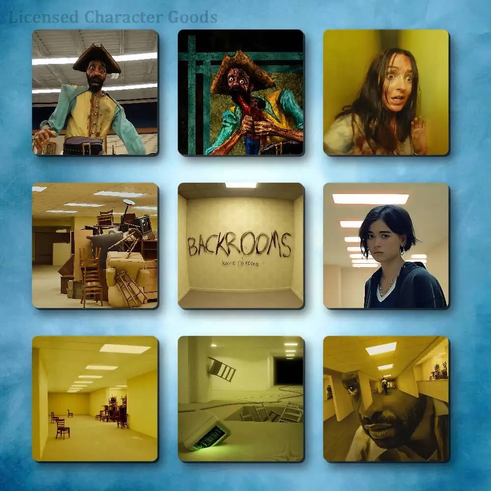 B-Backrooms Movie Refrigerator Magnets Square Tiles with Magnetic Sheets Printed for Decoration Collect 55mm