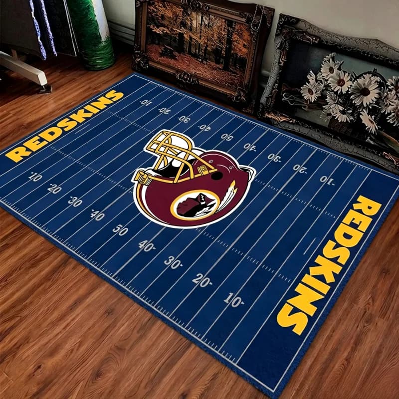 Redskins Football Field Area Rug Sports Team Floor Mat Washington Football Team Helmet Print Carpet Non Slip Rug Carpets Living