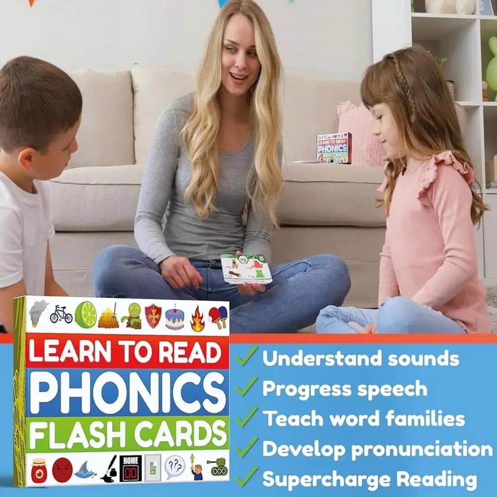 Phonics Sight Words Schede flash Impara a leggere Miscele CVC Digraphs Miscele Giochi con suoni lunghi per il primo grado di seconda B51B