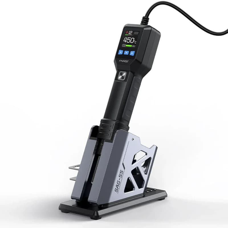 Pistola ad Aria Calda SAG-55 550W con Supporto, Asciugacapelli Digitale LCD per Rilavorazione BGA, Pistola Termica per Saldatura e Riparazione