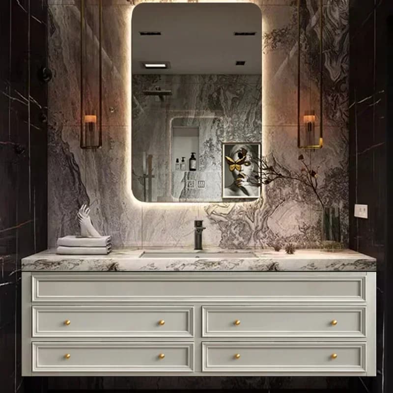 Mobiletto con Cassetti Multifunzione per Bagno e Cucina, Salvaspazio, con Mensola a Muro e Portasciugamani
