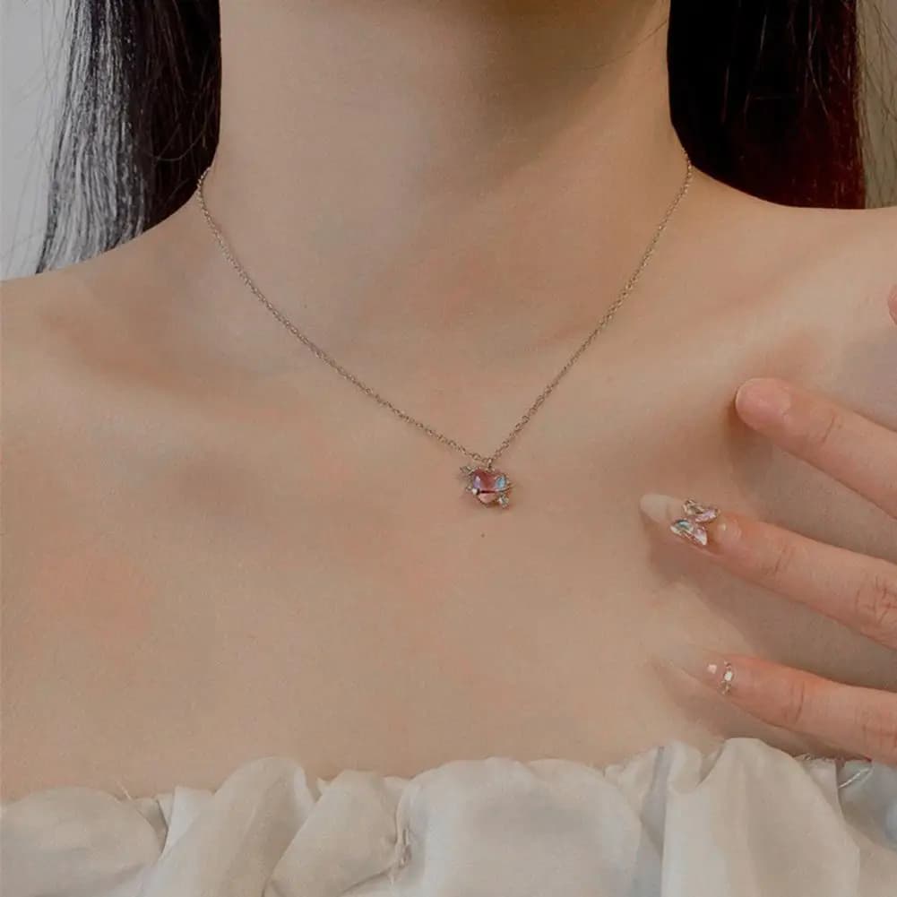 Collana da donna con catena a clavicola Deamy Star Moon Ciondolo regolabile con lunghezza estesa Collana da donna Gioielli da collo da viaggio per matrimoni