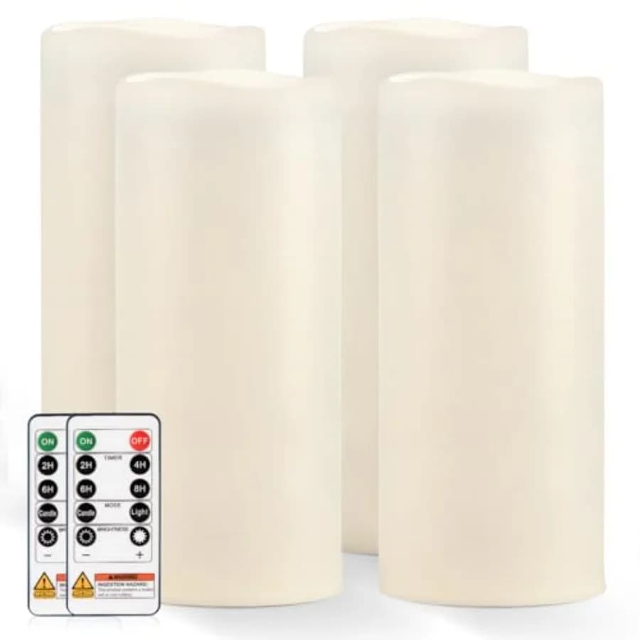 Candele a LED senza fiamma da esterno impermeabili di grandi dimensioni 30,5 cm x 12,7 cm con telecomando e timer, alimentate a batteria, effetto tremolante.