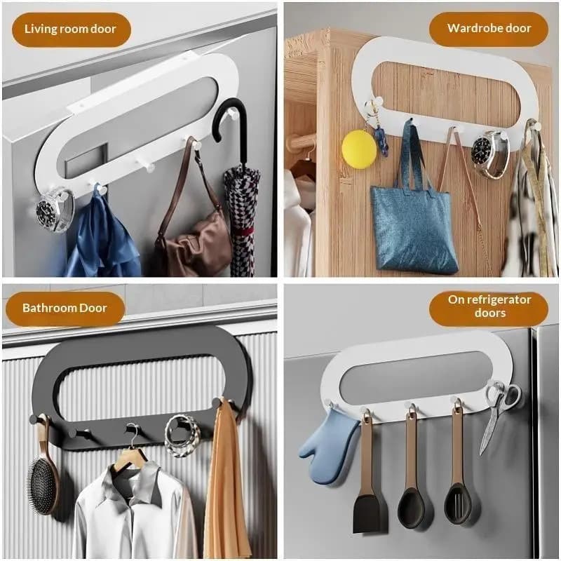 Over Door Punch Free Clothes Hooks Traceless Adhesive Multi Hanger for Coats Bags Hats Home Entryway Storage