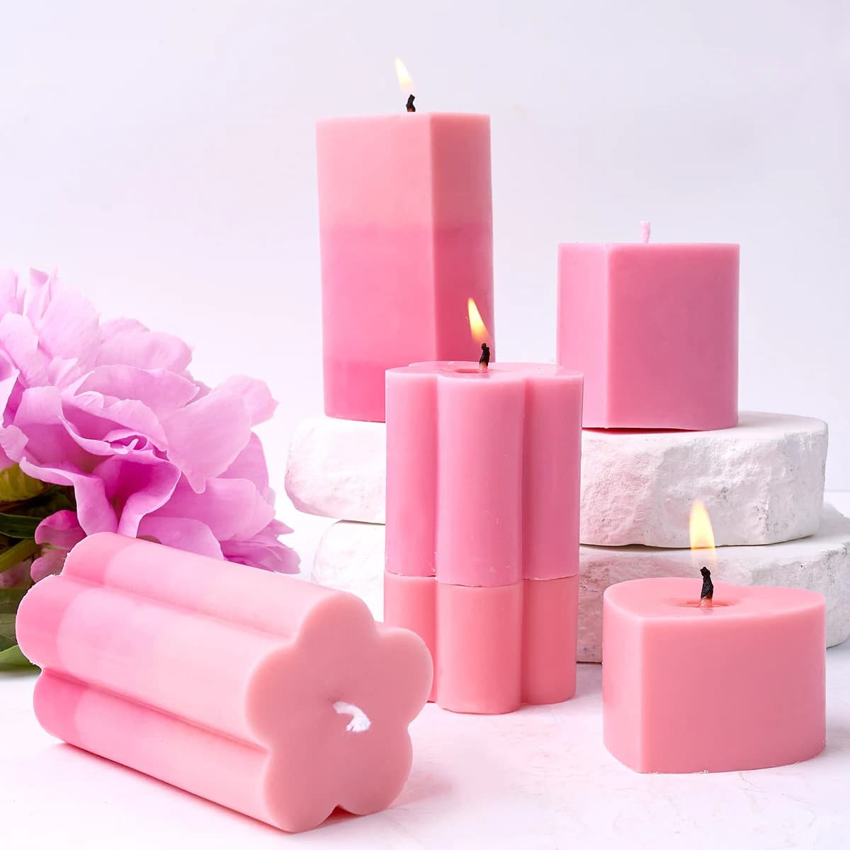Stampo in silicone per candele con fiori d'amore 3D, ornamenti per la cena a forma di cuore fai da te, stampi per colata di gesso in resina per sapone, decorazioni per la casa, regali artigianali