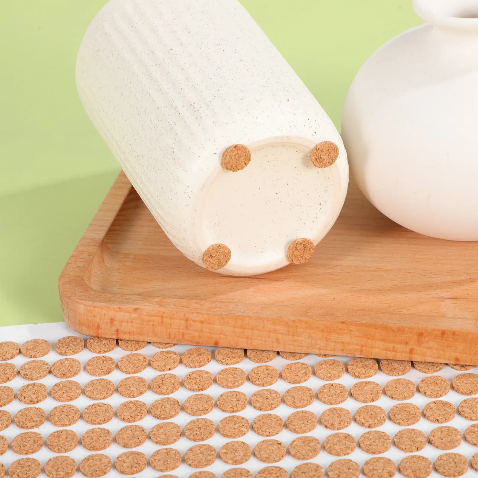 2000 Pcs Cork Pad Protector Cabinet Door Stoppers Bumper Bumpers with Adhesive Scratch Protectors Backed Circles Buffer Pads