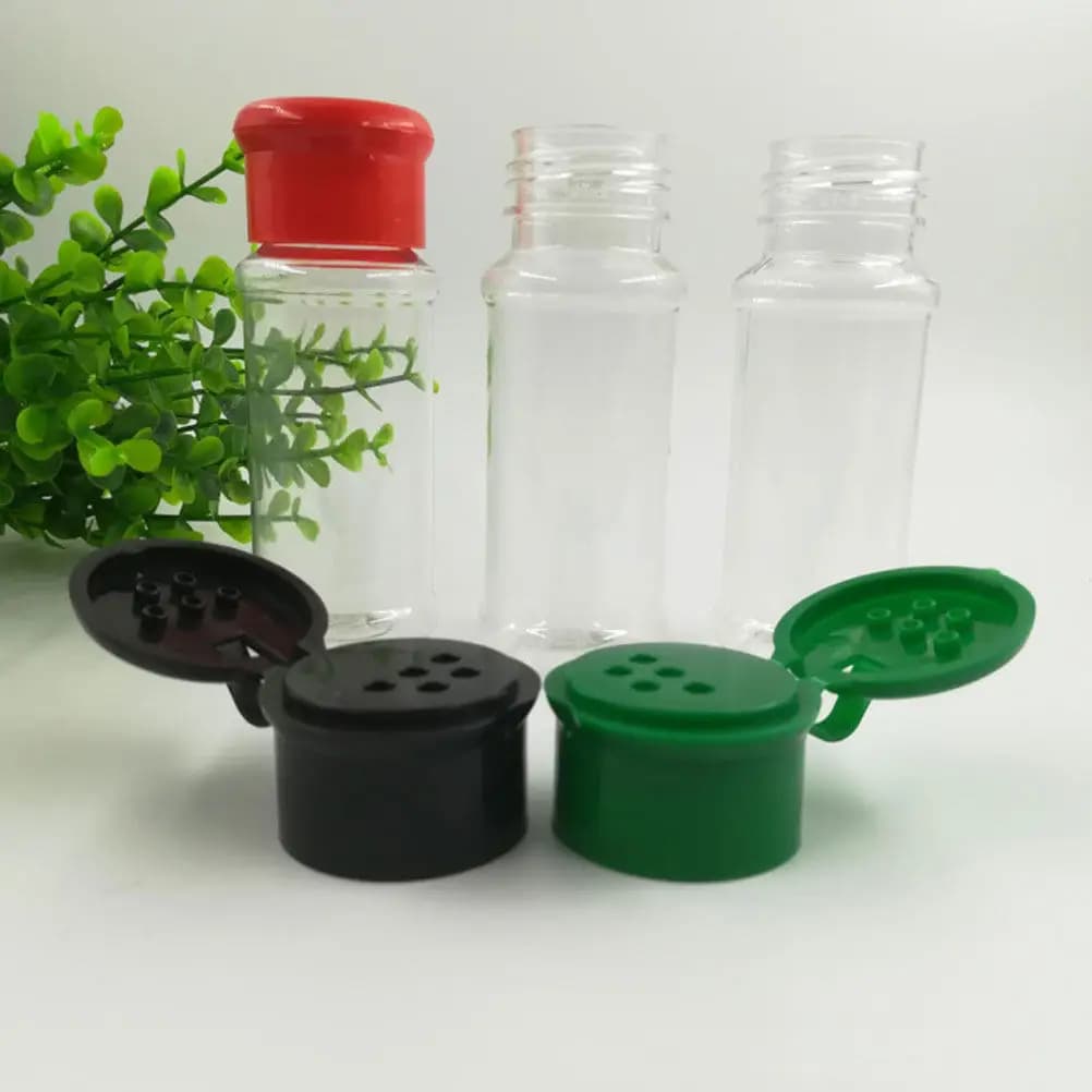Set di 12 Barattoli in Plastica Trasparente per Spezie, Contenitori per Sale e Pepe per Cucina, Tavola da Pranzo, Barbecue e Conservazione