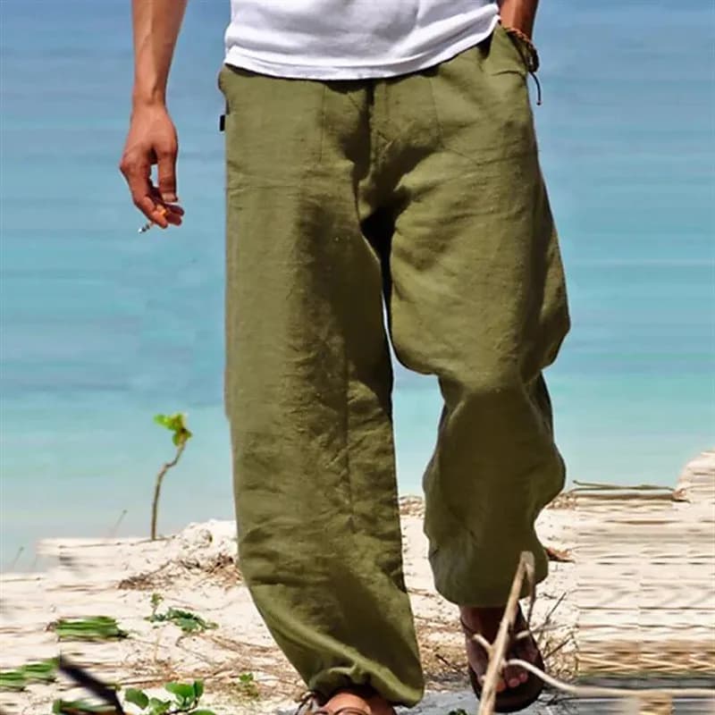 2026 Summer New Men's Cotton Linen Breathable Shorts Hawaii Beach Pants Male Solid Color Trousers Loose Versatile Streetwear
